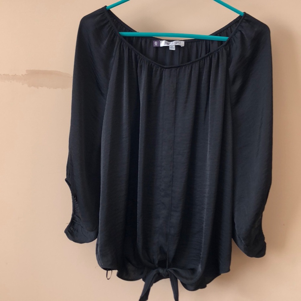 Dressy black top with tie waist